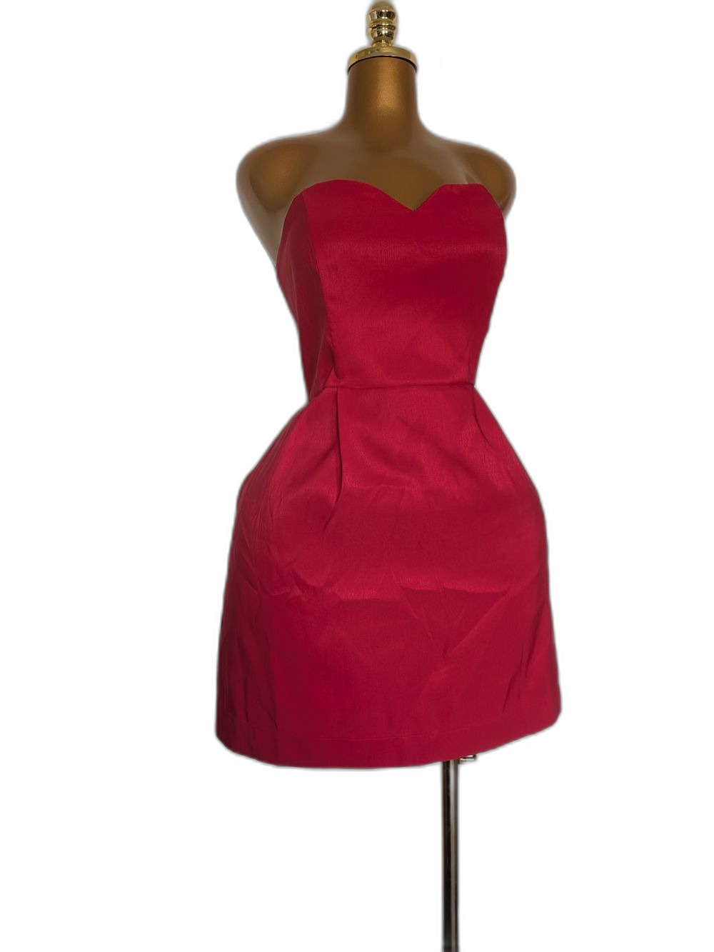 A New Day Red Strapless Mini Dress Sweetheart Neck Satin Bubble Cocktail Dress L